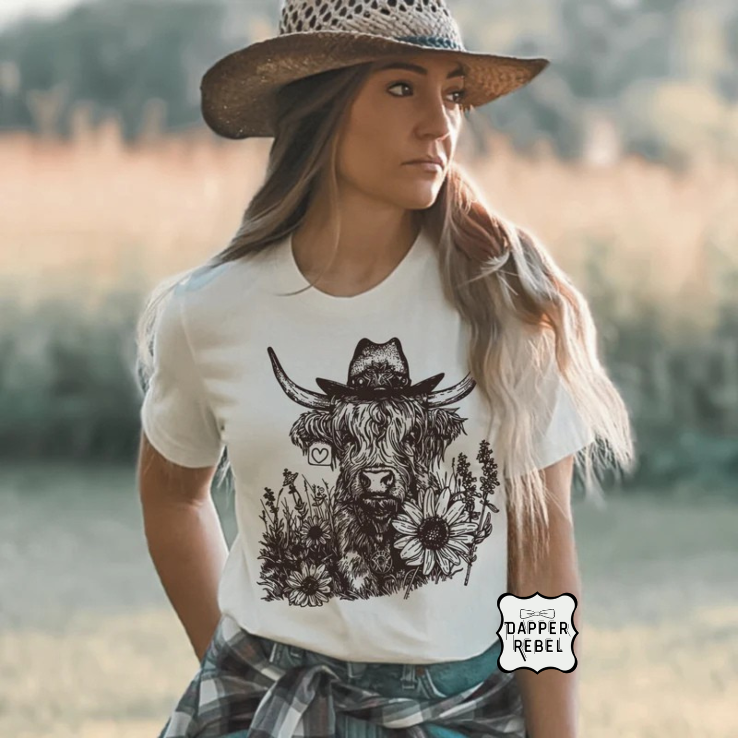 Highland Cow with Flowers