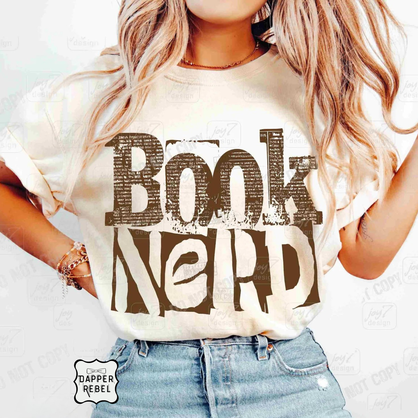 Stamped Book Nerd in Brown