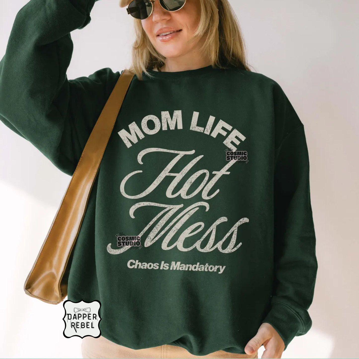 Mom Life Hot Mess in Cream