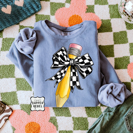 Checkered Bow Pencil