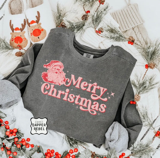 Vintage Pink and Red Merry Christmas
